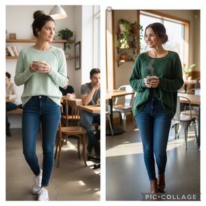 Women’s Sonoma Forest & Mint Green Scoop Neck Lightweight Sweaters. Size XXL